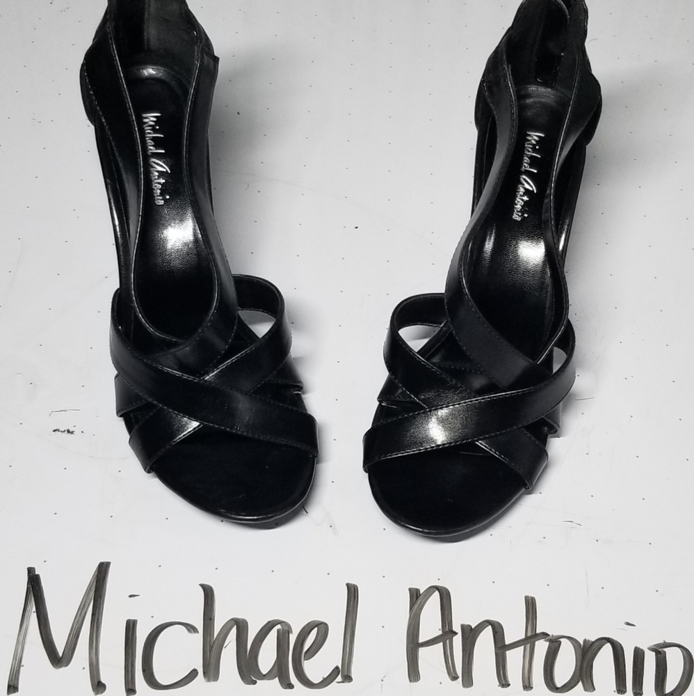 Black Leather Strappy Heels